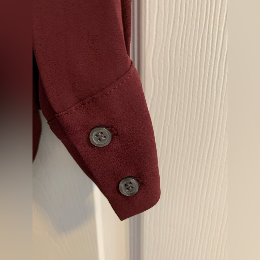 Ann Taylor Deep Red V-Neck Blouse - Picture 4 of 8